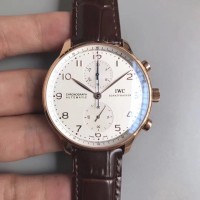 Réplique IWC Portugieser Chronographe IW371480 Cadran Blanc En Or Rose