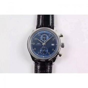 Réplique IWC Portuguese Chronograph Classic IW390403 Cadran Bleu en acier inoxydable