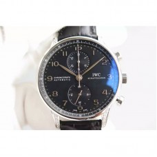 Réplique IWC Portuguese Chronographe Acier Inoxydable Diamants Cadran Noir