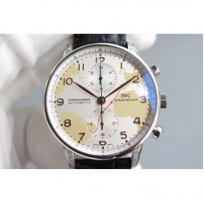 Réplique IWC Portuguese Cadran blanc pour carte en acier inoxydable avec chronographe