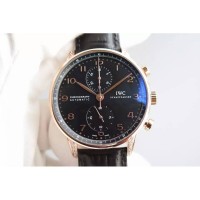 Réplique IWC Portuguese Chronographe Or Rose Diamants Cadran Noir