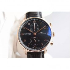 Réplique IWC Portuguese Chronographe Or Rose Diamants Cadran Noir