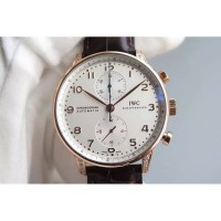 Réplique IWC Portuguese Chronographe Cadran Blanc Diamants Or Rose