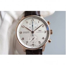 Réplique IWC Portuguese Chronographe Cadran Blanc Diamants Or Rose