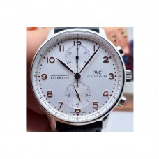 Réplique IWC Portuguese IW371401 Chronographe Acier Inoxydable Cadran Blanc Marqueurs En Or Rose