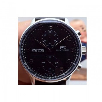 Réplique IWC Portuguese IW371438 Chronographe Cadran Noir En Acier Inoxydable