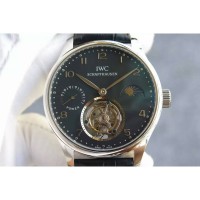 Réplique IWC Portuguese Regulateur Tourbillon Cadran Noir En Acier Inoxydable