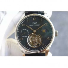 Réplique IWC Portuguese Regulateur Tourbillon Cadran Noir En Acier Inoxydable