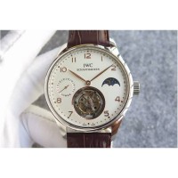 Réplique IWC Portuguese Regulateur Tourbillon Acier Inoxydable Cadran Blanc Marqueurs Dorés