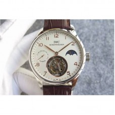 Réplique IWC Portuguese Regulateur Tourbillon Acier Inoxydable Cadran Blanc Marqueurs Dorés