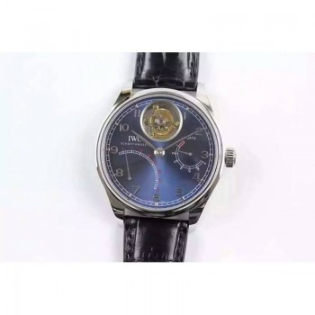 Réplique IWC Portuguese Tourbillon IW504601 Cadran Bleu en acier inoxydable