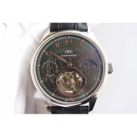 Réplica IWC Tourbillon Portuguese Phase de Lune Réserve de Marche Cadran Noir