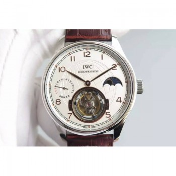 Réplica IWC Tourbillon Portuguese Phase de Lune Réserve de Marche Cadran Blanc