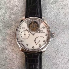 Réplique IWC Portuguese Tourbillon Mystery IW5042 Cadran Blanc en Acier Inoxydable