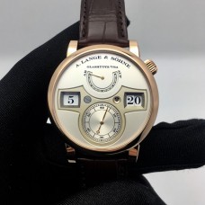 Réplique A. Lange & Sohne Zeitwerk Cadran Argenté 18K Or Rose Homme140.032