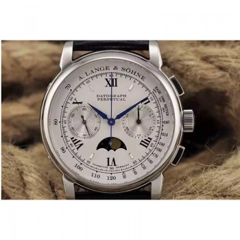 Réplique A. Lange & Sohne Lemania Moonphase Chronographe En Acier Inoxydable Cadran Blanc Suisse Lemania