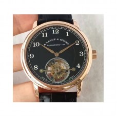 Réplique A. Lange & Sohne 1815 Tourbillon 730.032 Cadran noir en or rose