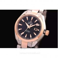 Réplique Omega Aqua Terra Dame 34MM Or rose /Acier inoxydable Noir Dial 