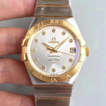 Réplique Omega Constellation 123.20.38.21.52.002 38MM Acier inoxydable /Or jaune Rhodium Dial 