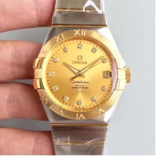 Réplique Omega Constellation 123.20.38.21.58.001 38MM Acier inoxydable /Or jaune Champagne Dial 