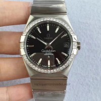 Réplique Omega Constellation 123.55.38.20.99.001 38MM Acier inoxydable /Diamants Noir Dial 