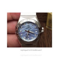 Réplique Omega Constellation Double Eagle Dame 27MM Acier inoxydable Bleu Dial 