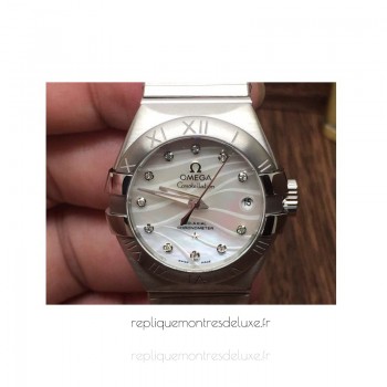 Réplique Omega Constellation Double Eagle Dame 27MM Acier inoxydable perle Dial 