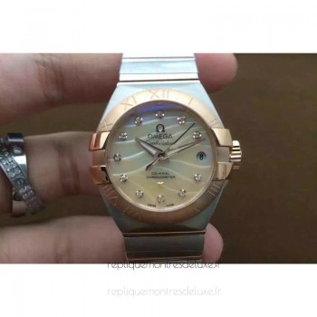 Réplique Omega Constellation Double Eagle Dame 27MM Acier inoxydable /Or rose Or Dial 