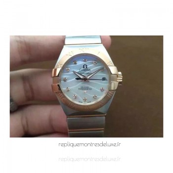 Réplique Omega Constellation Double Eagle Dame 27MM Acier inoxydable /Or rose perle Dial 