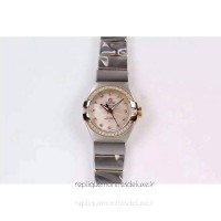 Réplique Omega Constellation Double Eagle Dame 27MM Acier inoxydable /Or rose Rose Dial 