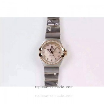 Réplique Omega Constellation Double Eagle Dame 27MM Acier inoxydable /Or rose Rose Dial 