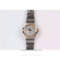 Réplique Omega Constellation Double Eagle Dame 27MM Acier inoxydable /Or rose Blanc Dial 