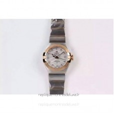 Réplique Omega Constellation Double Eagle Dame 27MM Acier inoxydable /Or rose Blanc Dial 