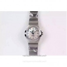 Réplique Omega Constellation Double Eagle Dame 27MM Acier inoxydable Blanc Dial 