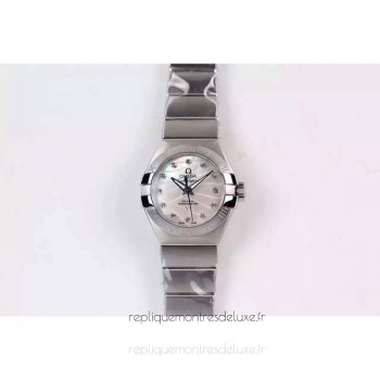 Réplique Omega Constellation Double Eagle Dame 27MM Acier inoxydable Blanc Dial 