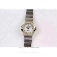 Réplique Omega Constellation Double Eagle Dame 27MM Acier inoxydable /Or jaune Blanc Dial 