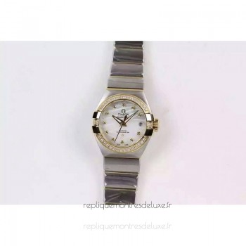 Réplique Omega Constellation Double Eagle Dame 27MM Acier inoxydable /Or jaune Blanc Dial 