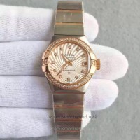 Réplique Omega Constellation Dames 123.25.27.20.58.001 27MM Acier inoxydable /Or rose Champagne /Diamants Dial 