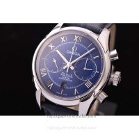 Réplique Omega De Ville 42MM Chronographe Acier inoxydable Bleu Dial 