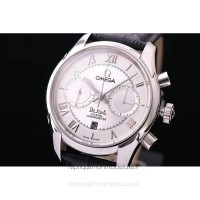 Réplique Omega De Ville 42MM Chronographe Acier inoxydable Blanc Dial 