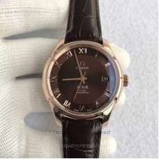 Réplique Omega De Ville Co-Axial 41MM 431.53.41.21.13.001 Or rose Chocolate Dial 