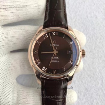 Réplique Omega De Ville Co-Axial 41MM 431.53.41.21.13.001 Or rose Chocolate Dial 