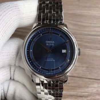 Réplique Omega De Ville Prestige Co-Axial 39.5MM 424.10.40.20.03.002 Acier inoxydable Bleu Dial 