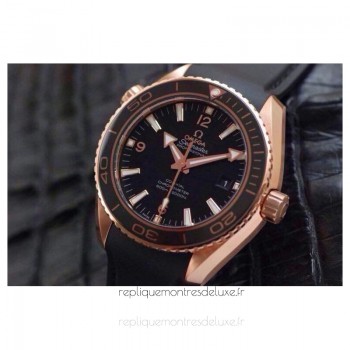 Réplique Omega Planet Ocean Professional 42MM Or rose Noir Dial 