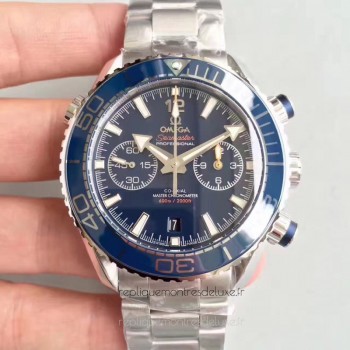 Réplique Omega Seamaster Planet Ocean 600M Chronographe 215.30.46.51.03.001 Acier inoxydable Bleu Dial 