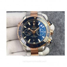 Réplique Omega Seamaster Planet Ocean 600M Chronographe Acier inoxydable /Or rose Bleu Dial 