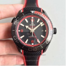 Réplique Omega Seamaster Planet Ocean 600M Deep Noir In Red GMT 215.92.46.22.01.003 PVD Noir Dial 