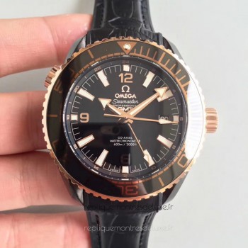 Réplique Omega Seamaster Planet Ocean 600M GMT Deep Noir 215.63.46.22.01.001 PVD Noir Dial 