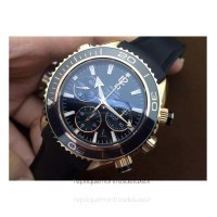 Réplique Omega Seamaster Planet Ocean Chronographe 45MM Or rose Noir Dial 