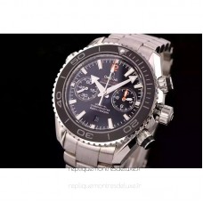 Réplique Omega Seamaster Planet Ocean Chronographe 45MM Acier inoxydable Noir Dial